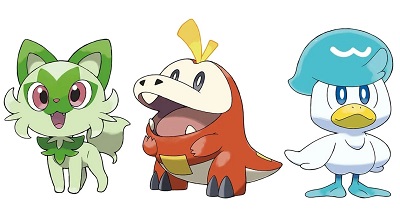 Les 3 pokémons de départ de Pokémon Violet et Pokémon Ecarlate (2022)